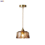 Amber Glass LED Pendant Lamp with Adjustable Wire for Dining Room and Kitchen