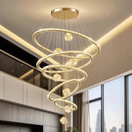 Crystal LED Chandelier: Modern Living Room Pendant Lights, Glass Globe Hanging Lamp