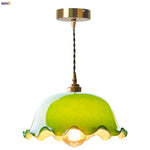 Afralia™ Green Lotus LED Pendant Light Glass Hanging Lamp