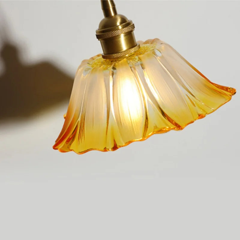 Yellow Glass LED Pendant Lights with Adjustable Hanging Lamp