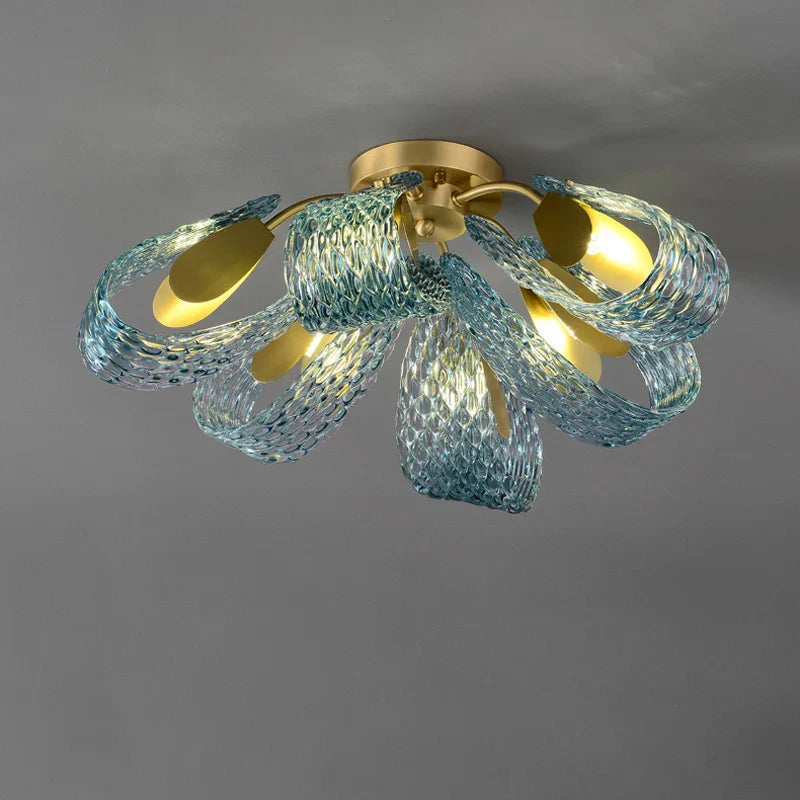 Blue Queen Crystal Glass LED Ceiling Chandelier - Elegant Lighting Fixture for Living Room