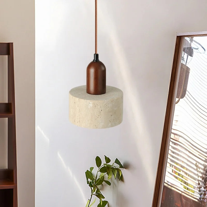 LED Yellow Travertine Pendant Light Hanglampen for Kitchen Cafe Living Room