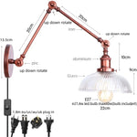 Swing Arm LED Wall Lights Pull Chain Switch Glass Ball Industrial Home Decor