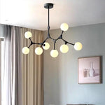 Nordic Black Glass Ball Ceiling Chandelier for Living Room Kitchen Bedroom Dining Home Décor