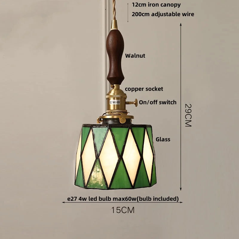 Afralia™ Ceramic Knob Switch LED Pendant Lamp, Nordic Walnut Wood Hanging Light Fixtures for Living Room