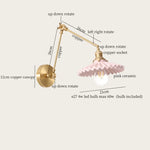 Afralia™ Cream Resin LED Wall Lights with Pull Chain Switch - Vintage Copper Bedside Lamp