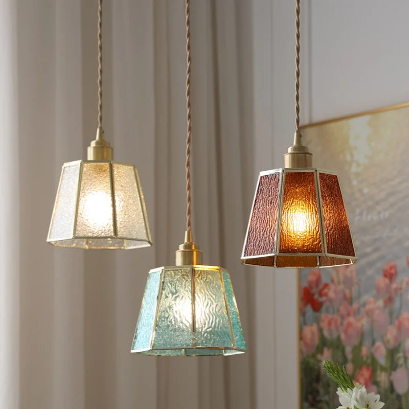 Copper Glass LED Pendant Lamp, Modern Nordic Hanging Light