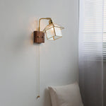 Vintage LED Wall Lamp Sconce with Rotatable Glass Shade & Pull Chain Switch