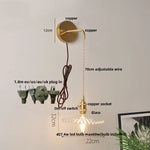 Glass Clear LED Wall Light Fixture, Modern Copper Wall Lamp