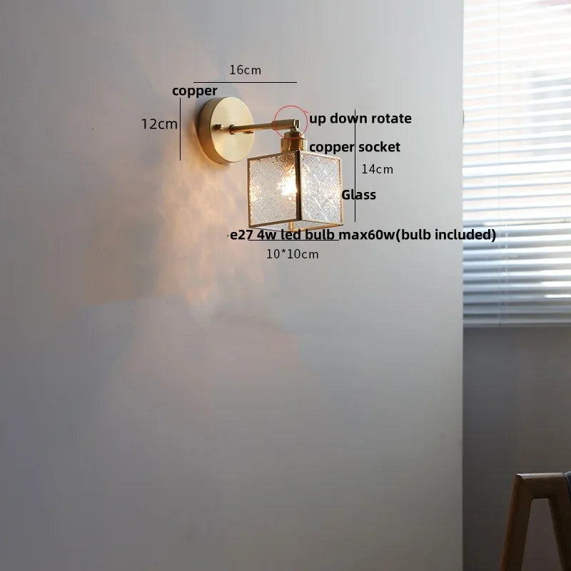 Clear Glass LED Wall Sconce Pull Chain Switch Modern Bathroom Mirror Light