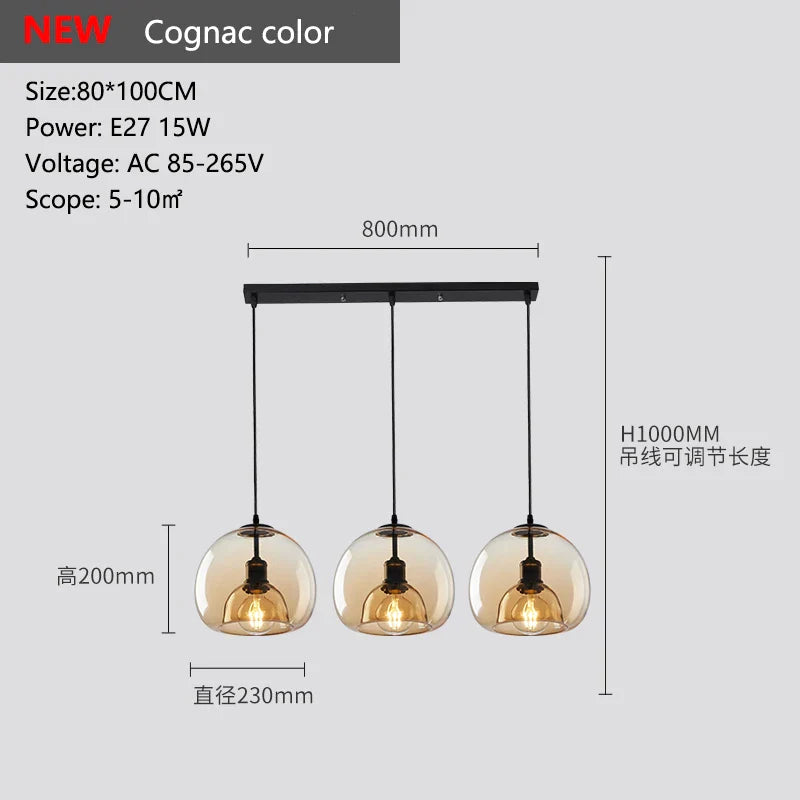 Glass Pendant Lights: Stylish LED Chandeliers for Dining Room, Kitchen, and Restaurant Tables