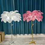 Elegant Feather Floor Lamp with Adjustable Bulbs for Stylish Home Decor