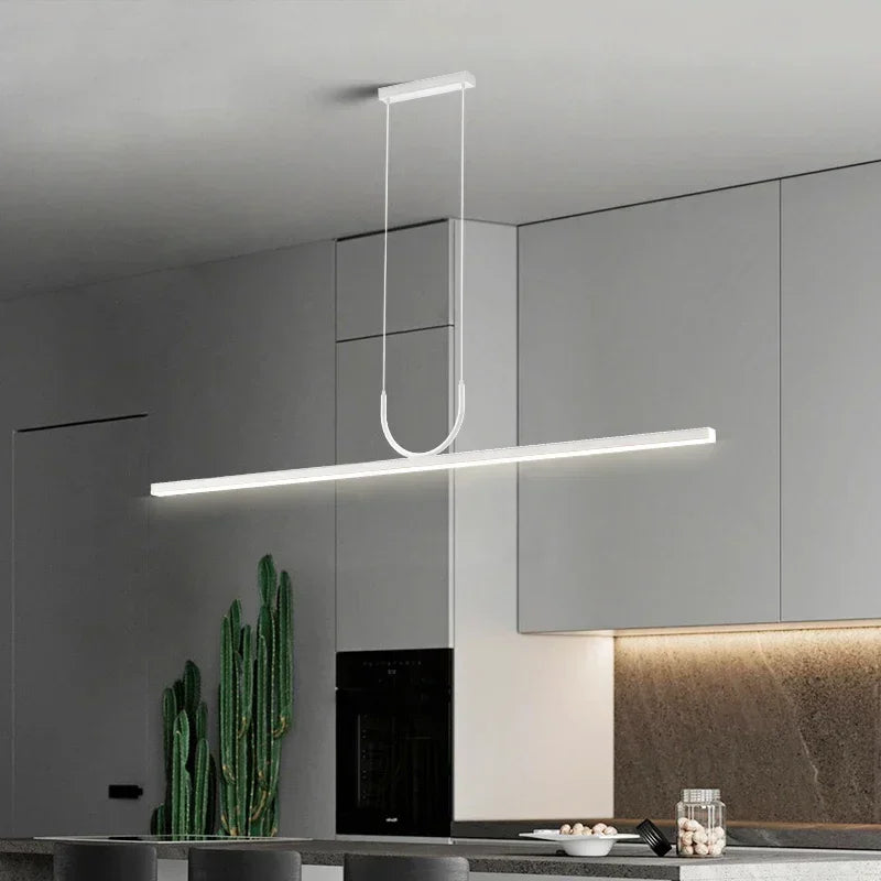 Black LED Ceiling Chandelier for Dining Room Kitchen Island - Modern Hanging Fixture