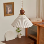 Ceramic Wood LED Pendant Lamp for Home Decor, Hanging Light Fixture