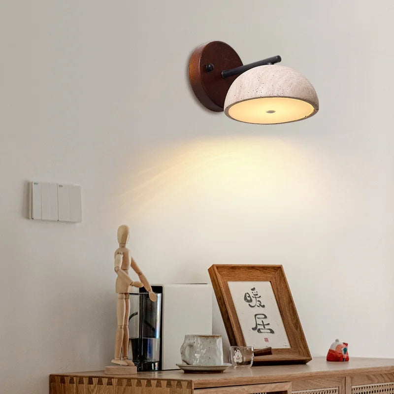 Canopy LED Wall Light Yellow Travertine Modern Iron Bedside Lamp