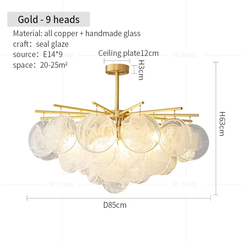 Modern Black Gold All-Copper Chandelier for Living Room Restaurant Nordic Minimalist