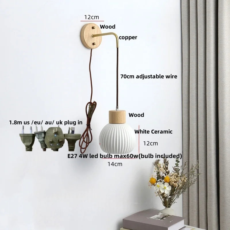 Ceramic LED Wall Lamp Modern Wood Decor Stair Light Fixtures