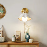 Copper LED Wall Light Fixture Pull Chain Switch Simple Art Bedside Lamp