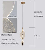 Spiral Gold LED Chandelier Acrylic Pendant Lights for Modern Bedside Stairs