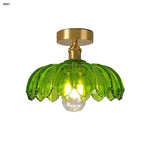 Glass Flush Mounted Ceiling Light Fixture - Modern Nordic Green Glass LED Ceiling Lamp