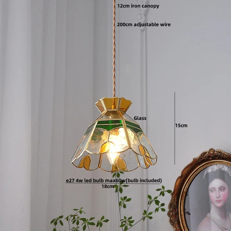 Afralia™ Tiffany Handcraft Glass Pendant Light - Japan Style Dining Room Hanging Lamp
