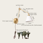 Ceramic LED Wall Lamp, Pull Chain Switch, Nordic Copper, Small Size