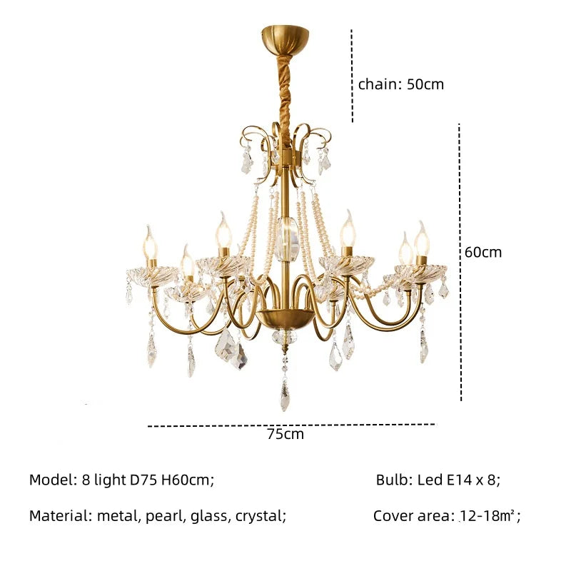 Crystal LED Chandelier Living Room Luxury Lighting E14 Pendant Lamparas