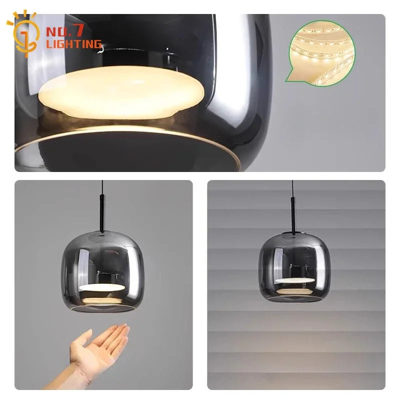 Glass Pendant Lights Modern Designer LED Indoor Lighting for Bedroom Living Room