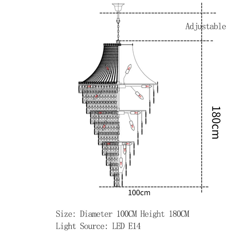 Crystal Luxury Chandelier for Hotel Lobby, Living Room, Villa Decor