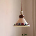 Afralia™ Ceramic Rose LED Pendant Light for Home Living Room Bedroom Hallway