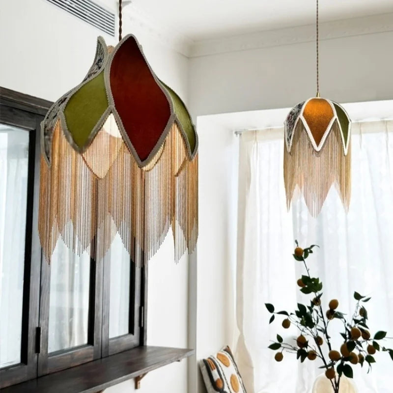 Tassel Cloth LED Pendant Light for Bedroom, Kitchen, Living, Dining Room, Cafe, Loft, Bar
