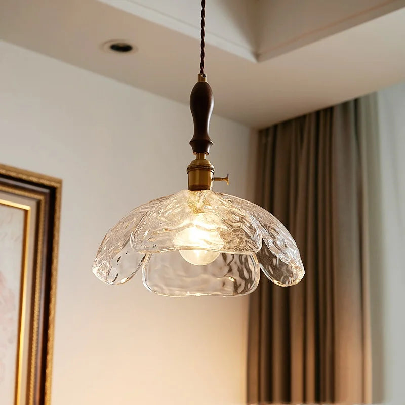 Clear Glass Pendant Lamp Japanese Style LED Hanging Lights