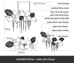 Glass Shades LED Chandelier Stairs Art Metal Lighting Luxe Chain Hanging Lamp