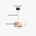 LED Pendant Lamp Black Iron Wabi Sabi Hanging Light - Yellow Travertine