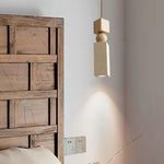 Afralia™ LED Pendant Lamp Mid Century Modern Decor Yellow Travertine Wood Hanglamp