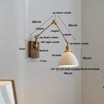 Wood LED Wall Light with Pull Chain Switch & Rotatable Amber Glass
