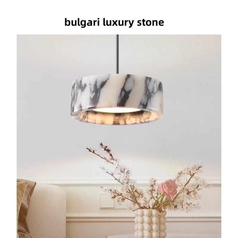 Afralia™ Vintage LED Pendant Lamp Bulgari Stone Luxury Hanging Light Fixtures