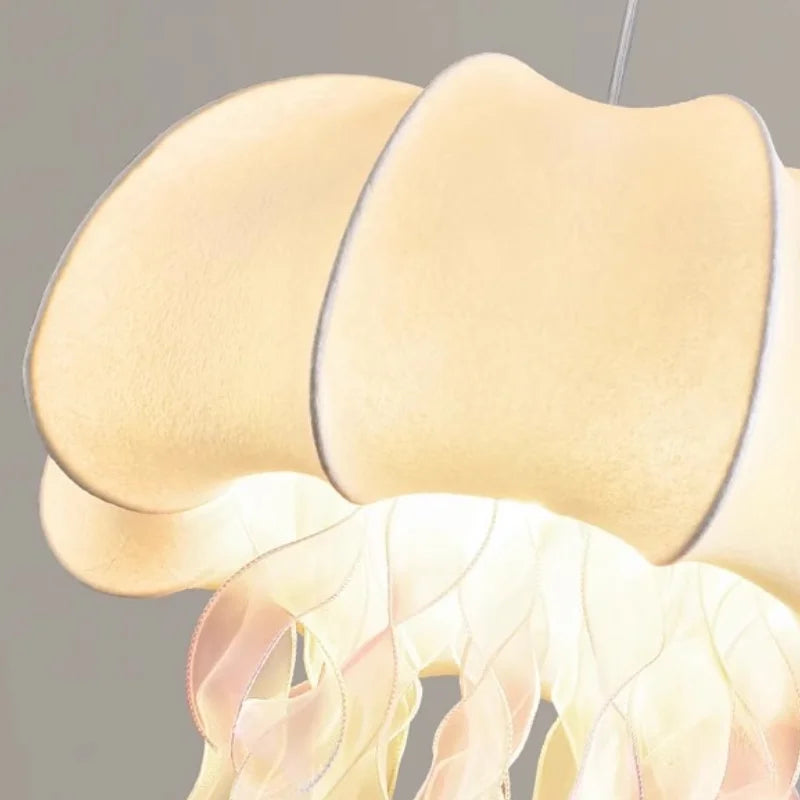 Jellyfish Silk Chandelier: Romantic Pendant Light for Living Room Bedroom Dining Room