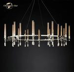 LED Round Glass Chandelier for Living Dining Room Lighting