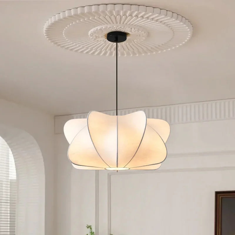 Silk Pendant Light | Elegant LED Chandelier for Dining Room and Bedroom