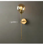 Golden Round Glass Wall Sconce: Modern Nordic Lighting Fixture for Home Decor