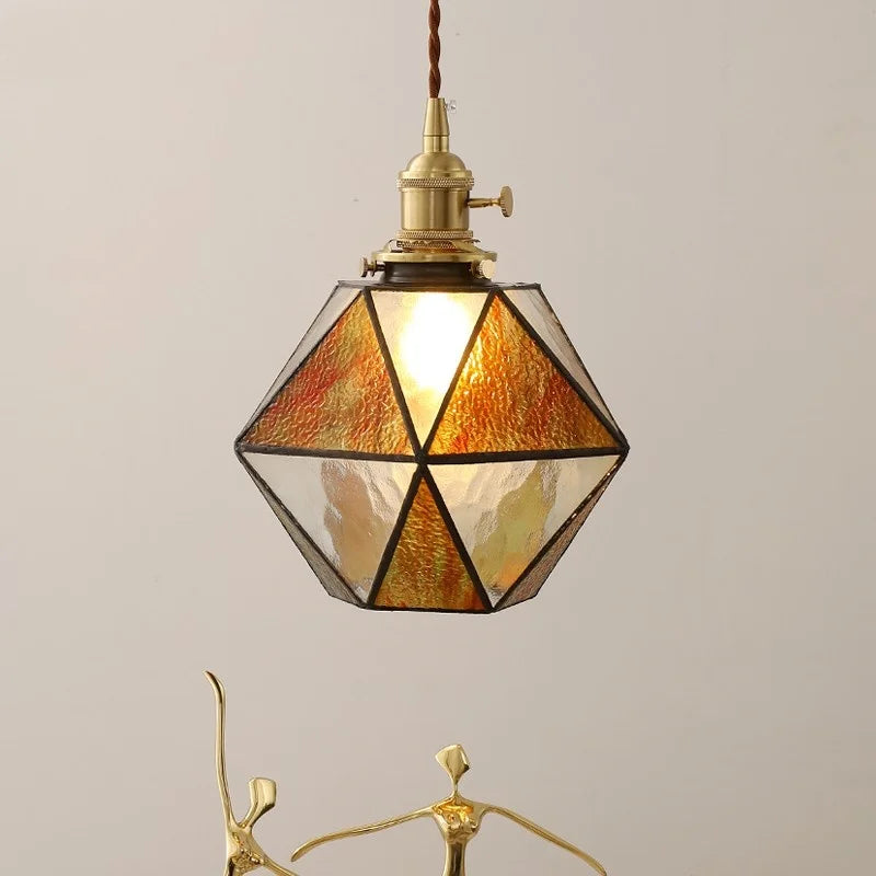 Copper Glass LED Pendant Light - Nordic Hanging Lamp for Home Decor