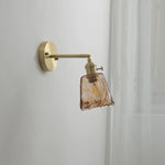 Glass Copper LED Wall Lamp with Knob Switch for Modern Home Decor