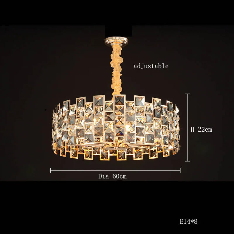 "2025 Crystal Gold Chandelier Pendant Lamp for Luxury Home Decor"