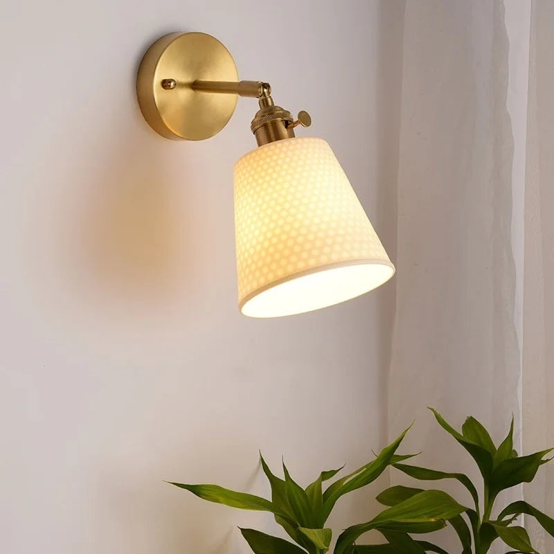 Ceramic LED Wall Sconce Light with Pull Chain Switch