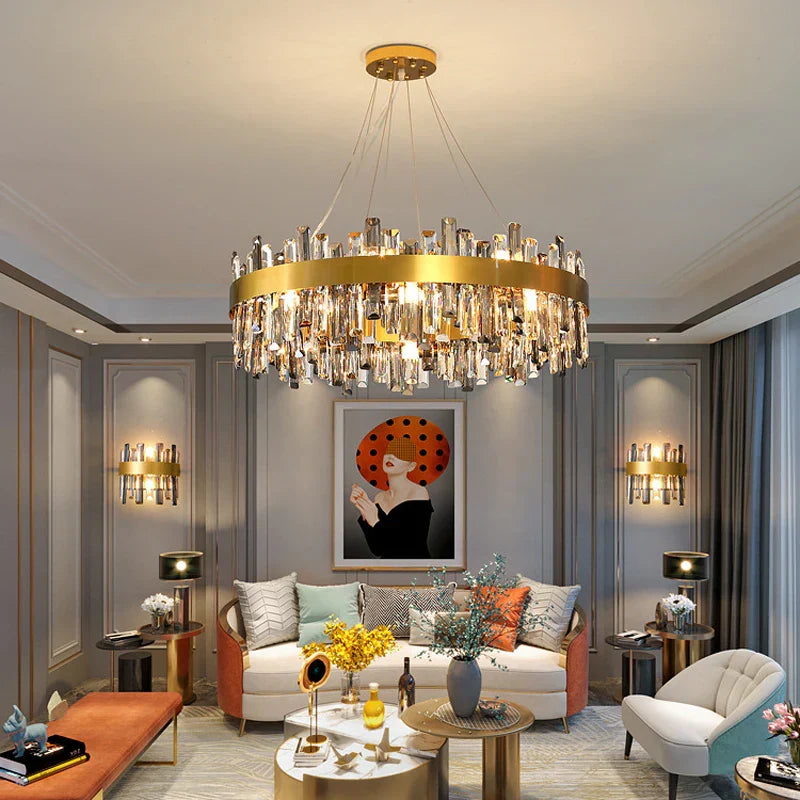 Crystal Ceiling Chandelier LED Hanging Lamps for Living Room Luxe Décor