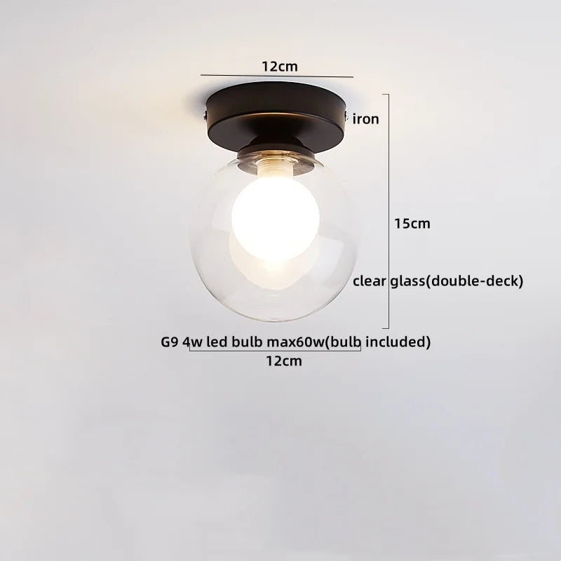 Wood Glass LED Ceiling Lamp Modern Kitchen Living Room Light Fixture