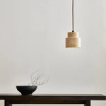 Yellow Travertine LED Pendant Light: Wabi Sabi Dining Room Decor