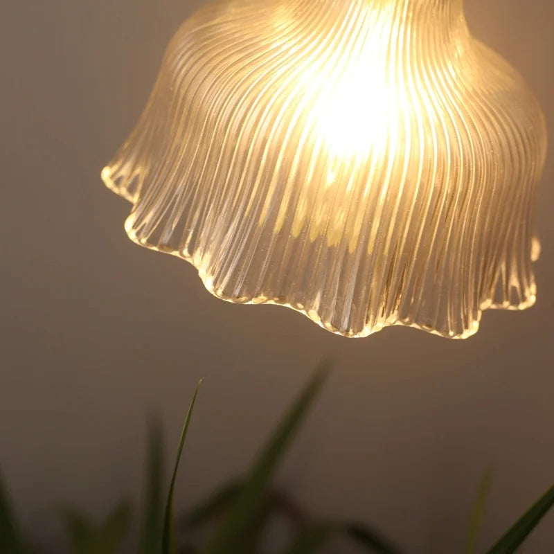 Afralia™ Vintage Flower LED Glass Brass Pendant Lighting