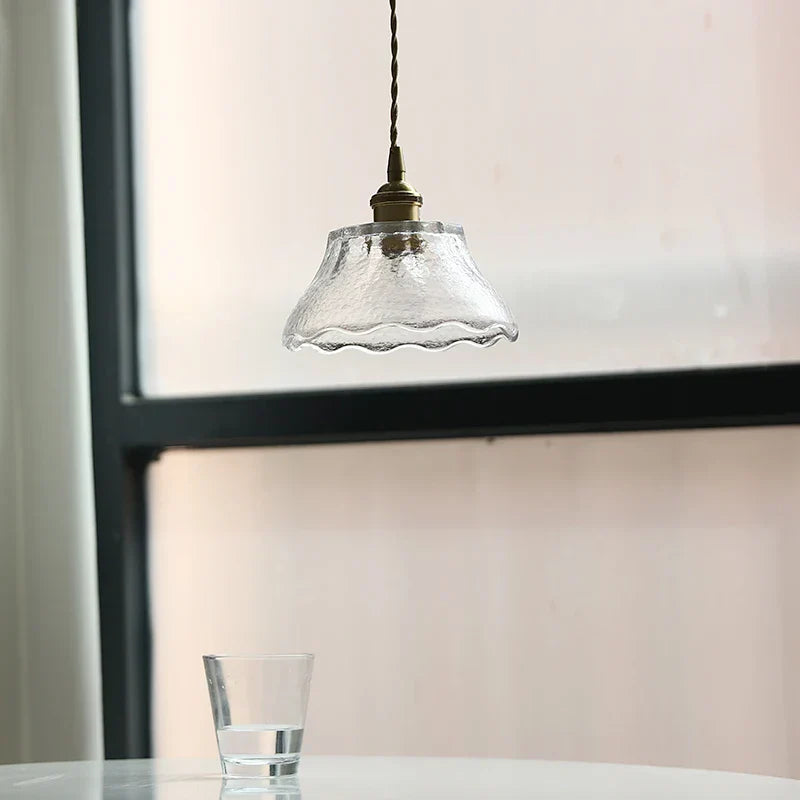 Walnut Wood Clear Glass LED Pendant Lamp - Nordic Modern Hanging Light